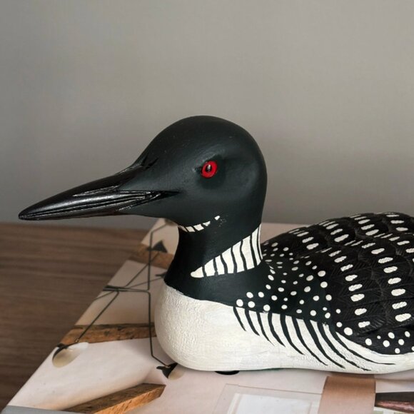 Vintage Hand Carved Wood Loon Decoy - Picture 2 of 5